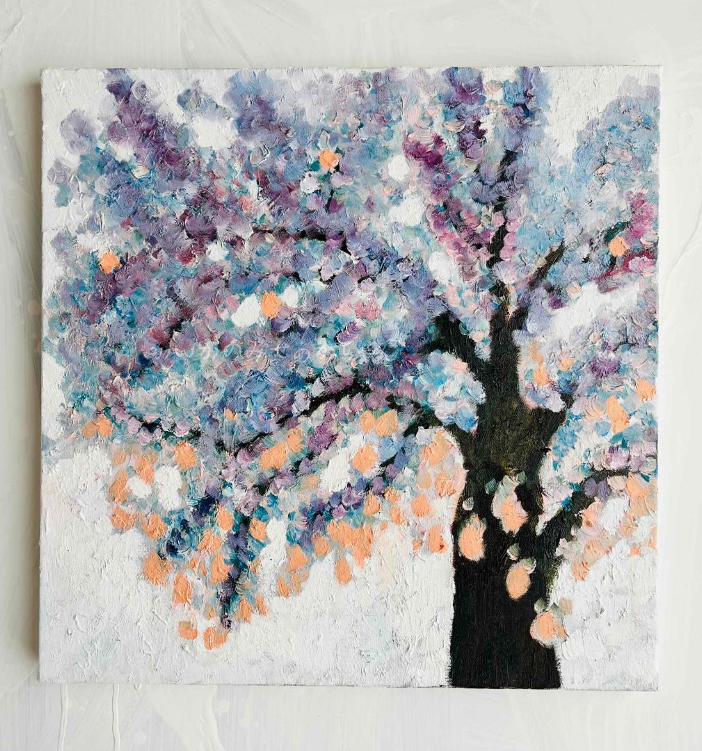 41㎝角「朝の桜」油彩・原画・S６