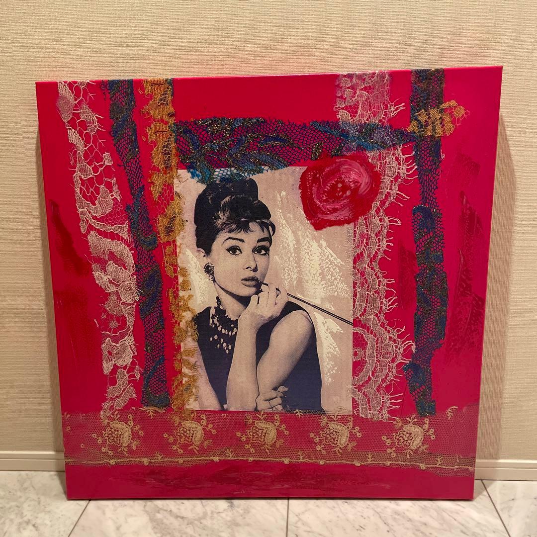 【値下げ】オードリーヘップバーン　アート　額　デザイン画　油絵