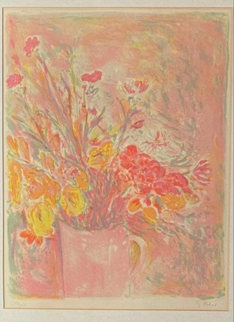 ジョルジュフェール リトグラフ 花 12/120 自筆サイン有 存在感ある