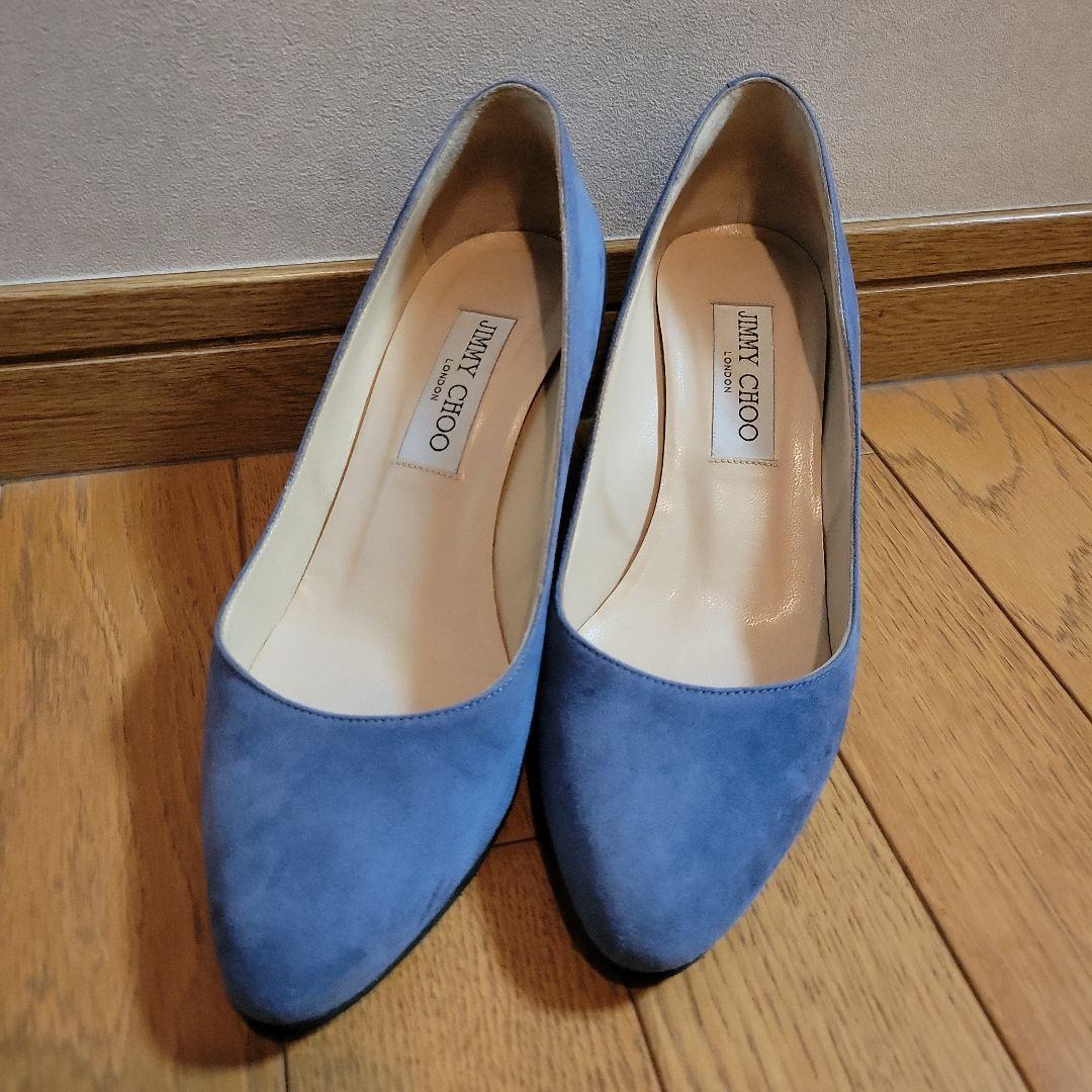 Jimmy Choo 青 スエード ハイヒールパンプス 37 - メルカリ