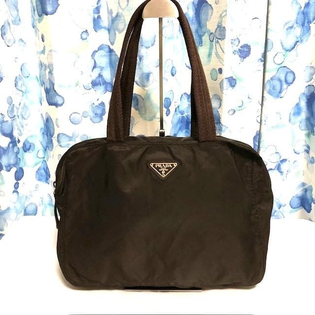 PRADA ナイロン プラダ ナイロンバック ハンドバッグ 三角ロゴ ブラウン