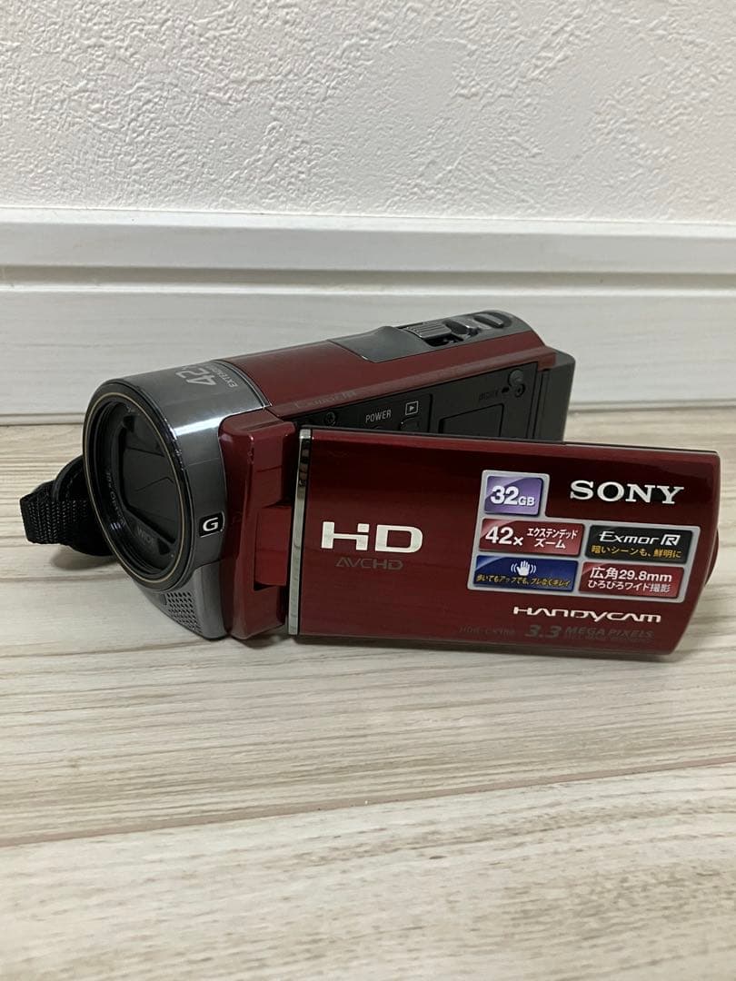 SONY ビデオカメラ Exmor R レッド HDR-CX180 通電OK