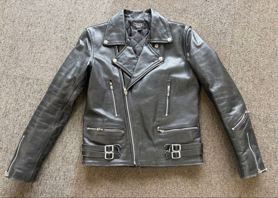 HORN WORKS レザーライダース ダブル ブラック　サイズM