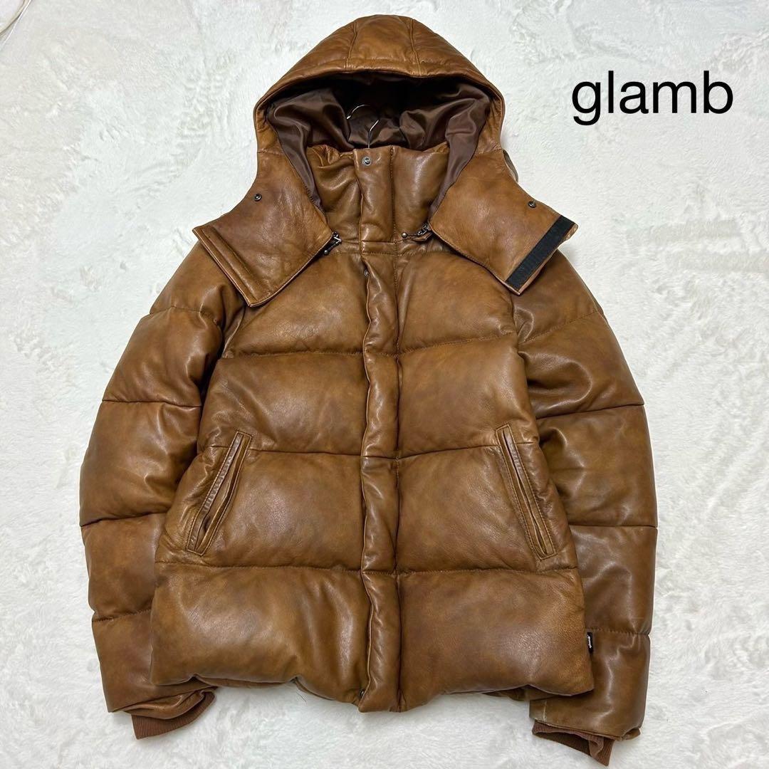 glamb グラム ラムレザー ダウンジャケット 茶 HERO キムタク - メルカリ