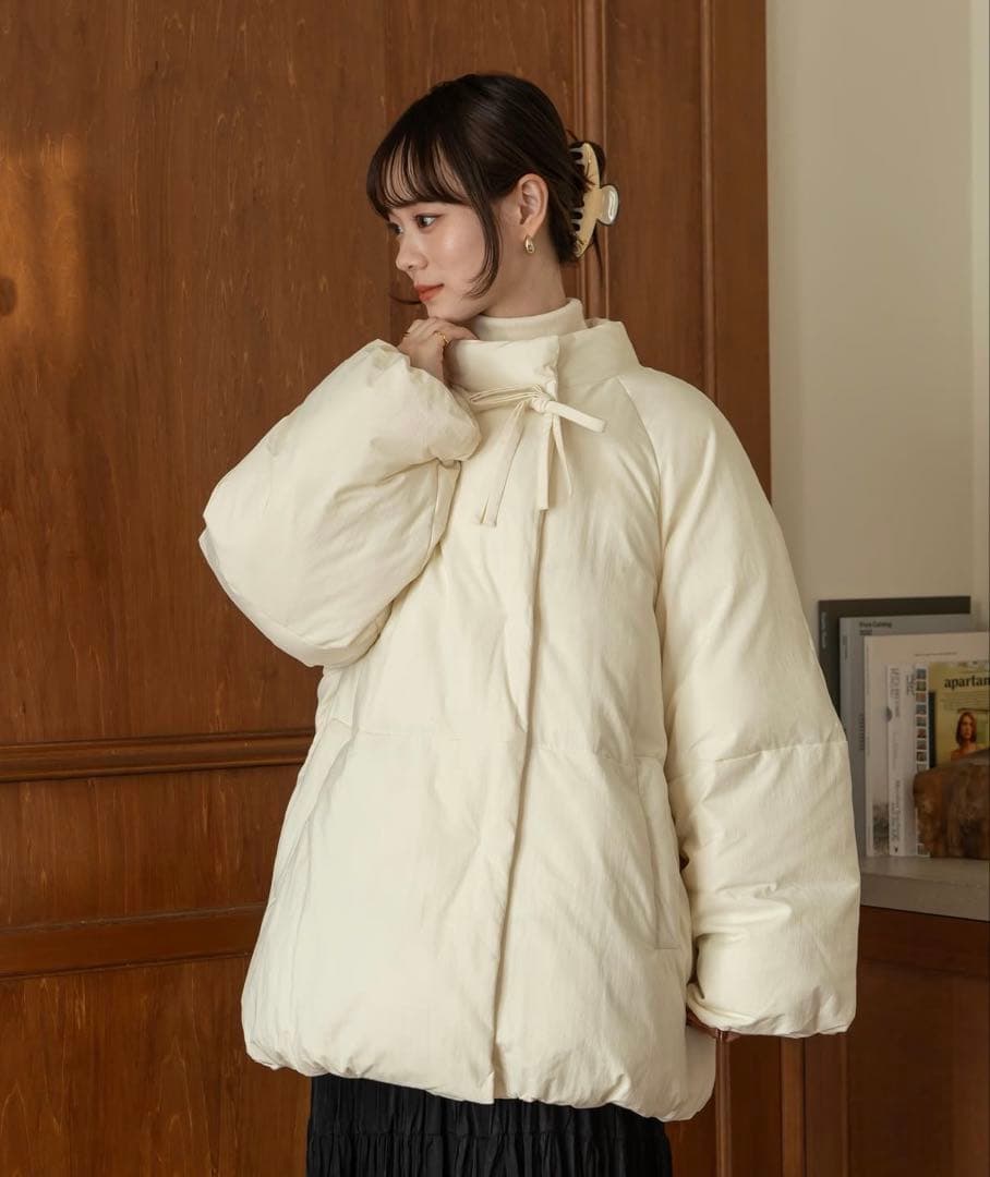 中綿リボンミドルコート