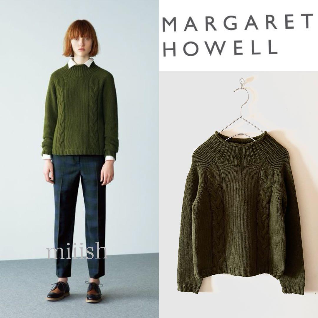 美品 マーガレットハウエル ハーフネックケーブル編みニット 店舗限定7.2万