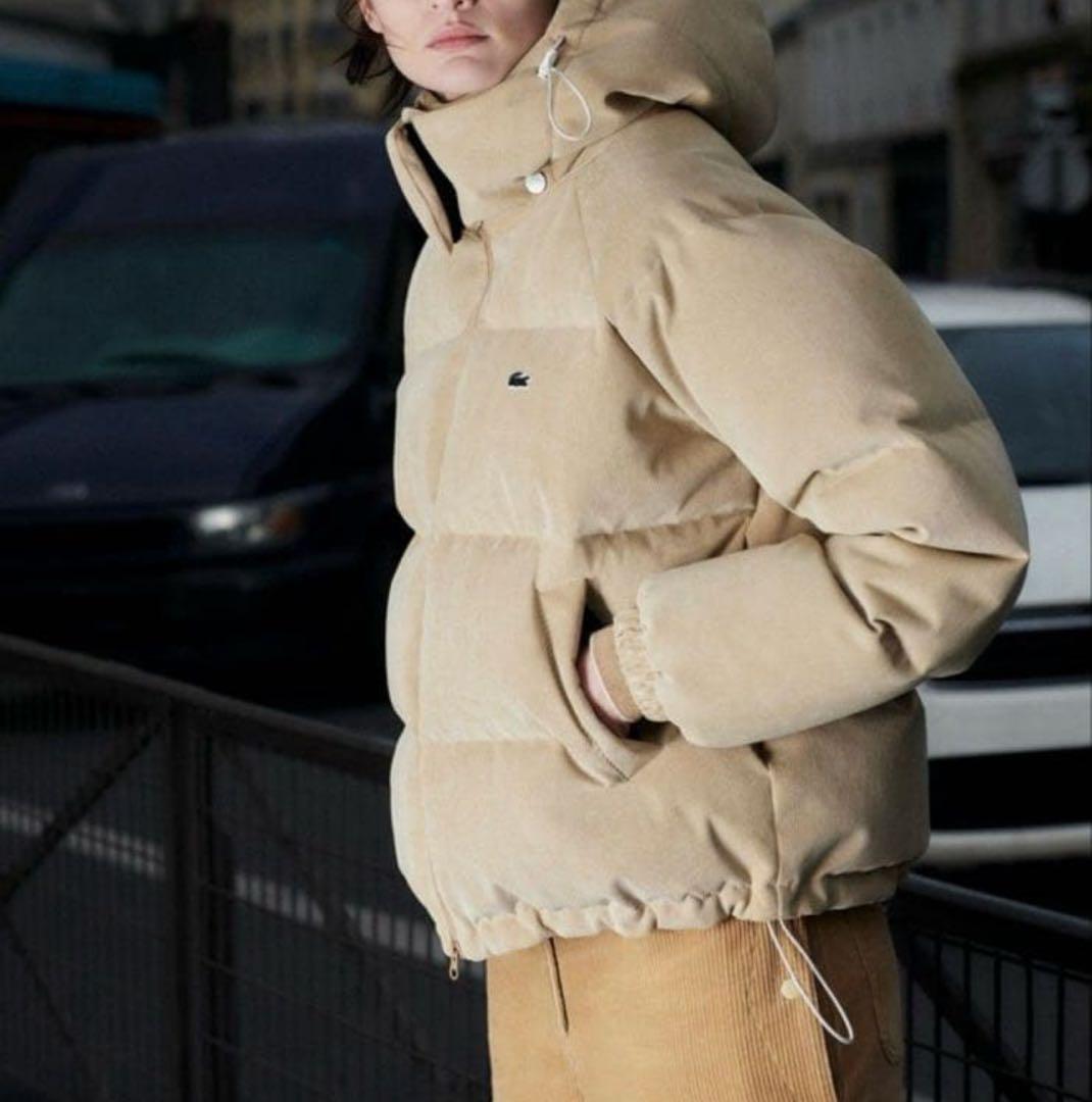 Lacoste フード付きベージュダウンジャケット