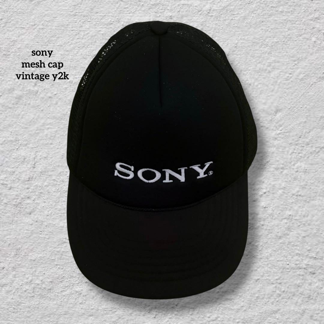SONYソニーメッシュキャップy2k古着vintageブラック刺繍ロゴ企業系希少