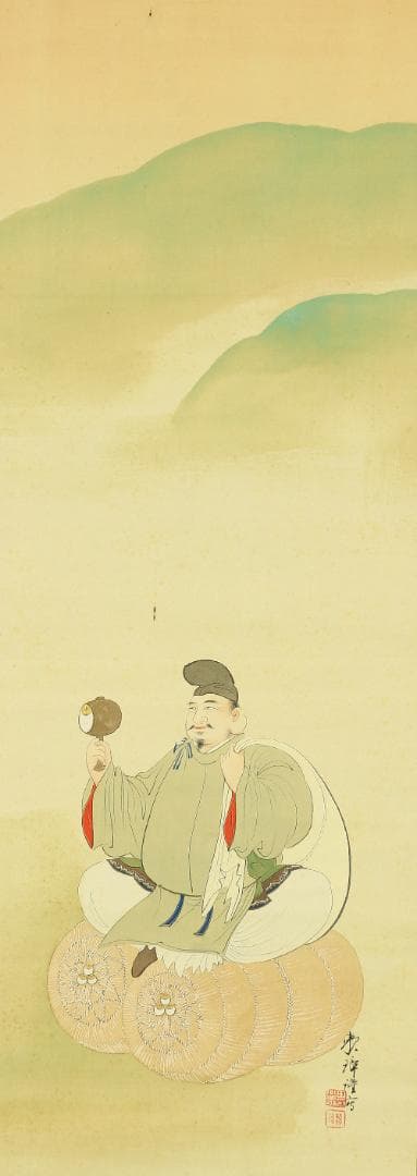 田中頼璋 1866-1940 島根 川端玉章師事「大黒天」掛軸 肉筆 絹本 田中頼璋 大黒図 | 掛軸(掛け軸)販売／表装ご依頼は掛軸いっぷく掛軸