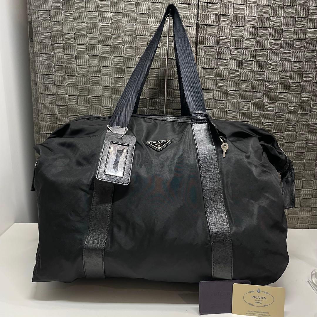 PRADA ブラックナイロンボストンバッグ - メルカリ
