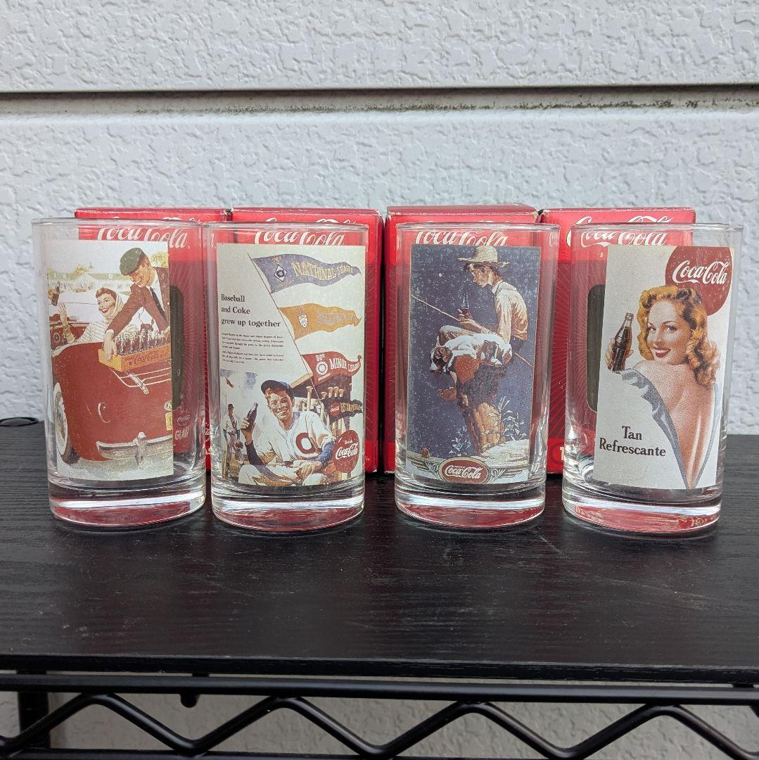 コカ・コーラ グラス4個セット 当時物 消費税5％表記 レトロ 広告デザイン
