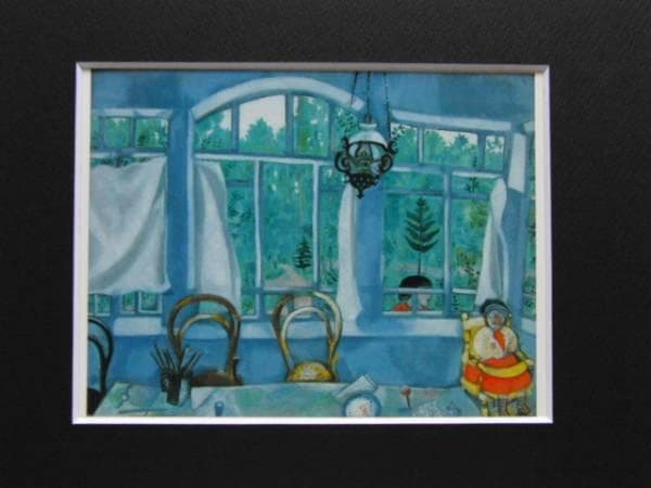 シャガール、庭の見える窓、希少レゾネの一頁、 新品額装付