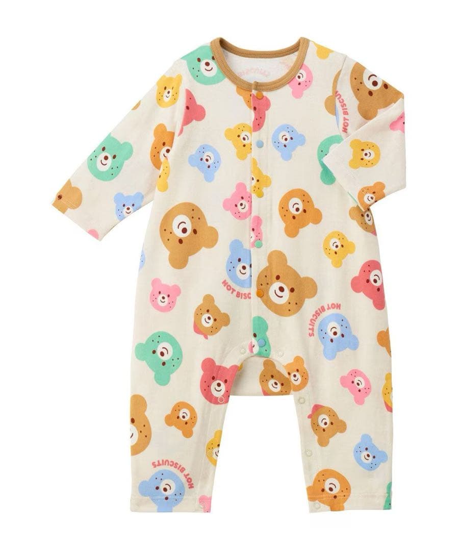 新品未使用タグ付き◆ミキハウスホットビスケッツ カラフルビーンズ総柄カバーオール