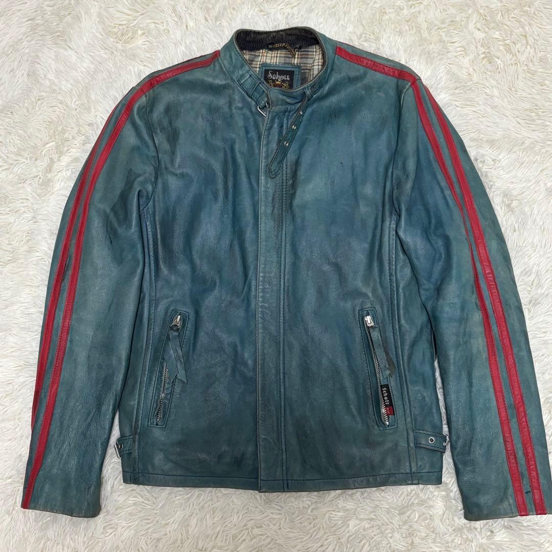 【希少色】 Schott ライダースジャケット シングル ヴィンテージ M 希少色 ショット Schott 641xx 7009 ライダースジャケット 34 シングル