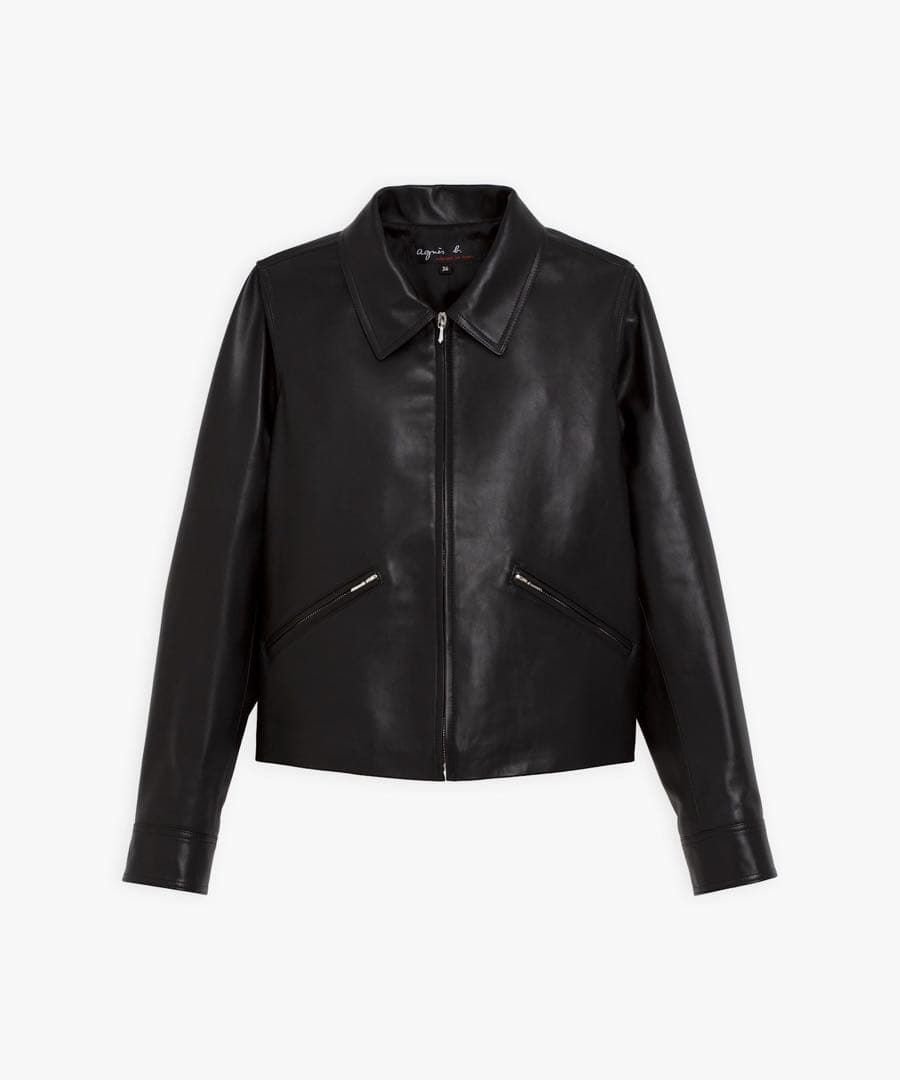 34万＊agnes b FEMME(アニエスベー)　 CU32 レザーブルゾン