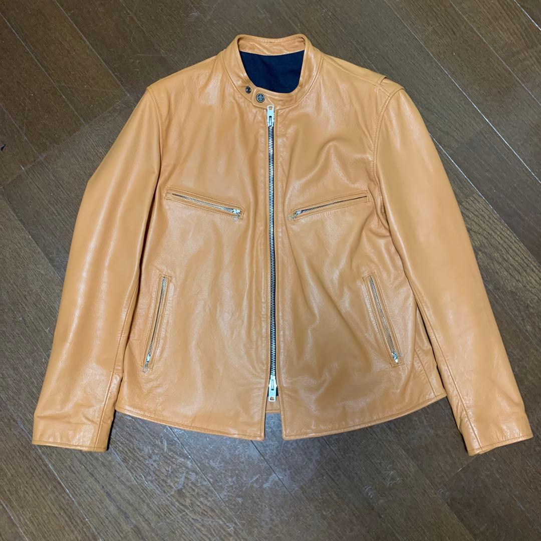 牛皮 シングル ライダース レザー ジャケット 本革 バイカー