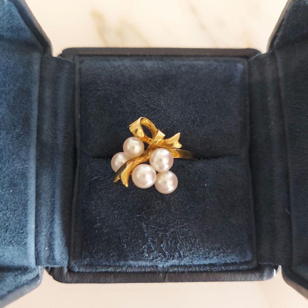 MIKIMOTO　18K リボンパールリング