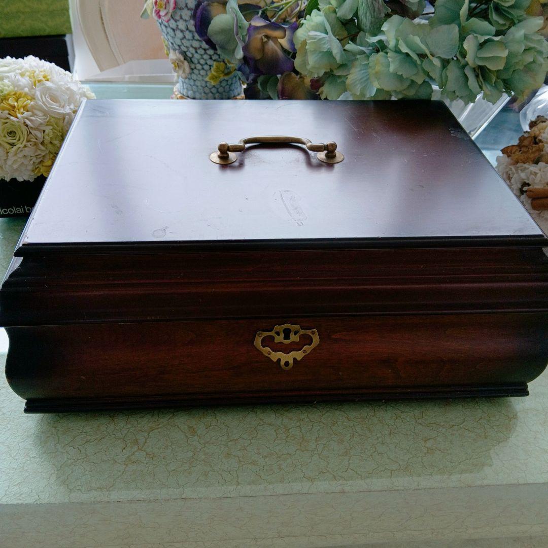 アンティーク　大型　ジュエリー　ボックス　 ダークブラウン　宝石箱　アクセサリー