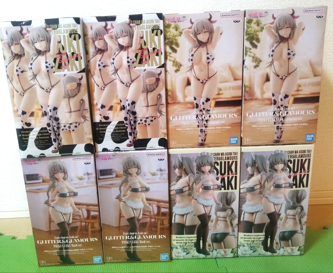 宇崎ちゃんは遊びたい　宇崎月 GLITTER フィギュア×8(メイド＆牛水着)