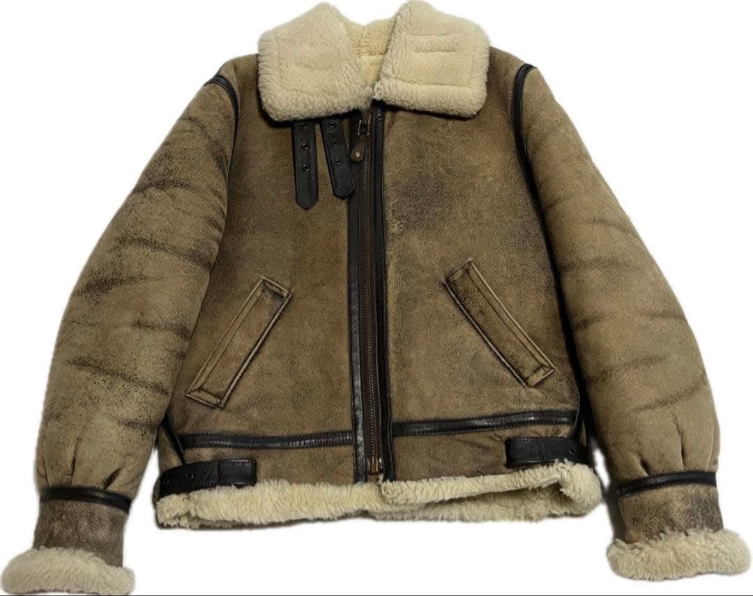 ショットB-3ムートンフライトジャケットADEALジッパー尾錠金具に刻印 38