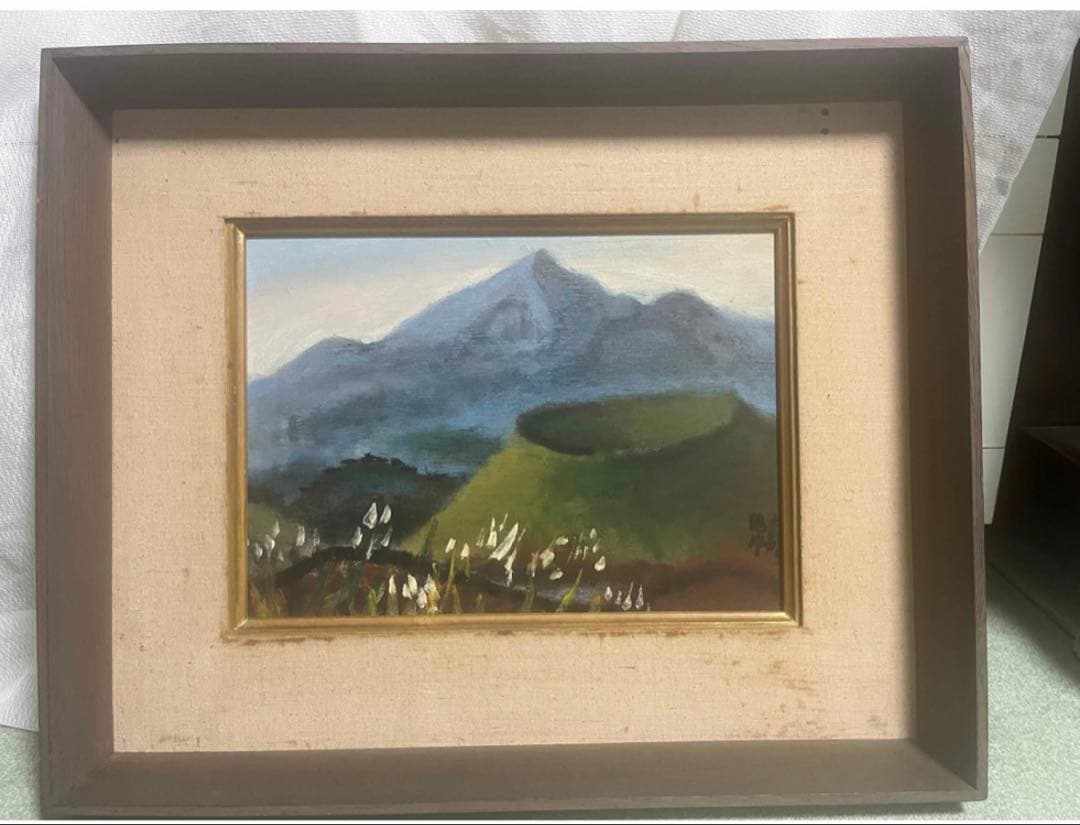 風景画 油彩画 木製フレーム 風景画「風の道」油彩画F4/額付き | fukeiart