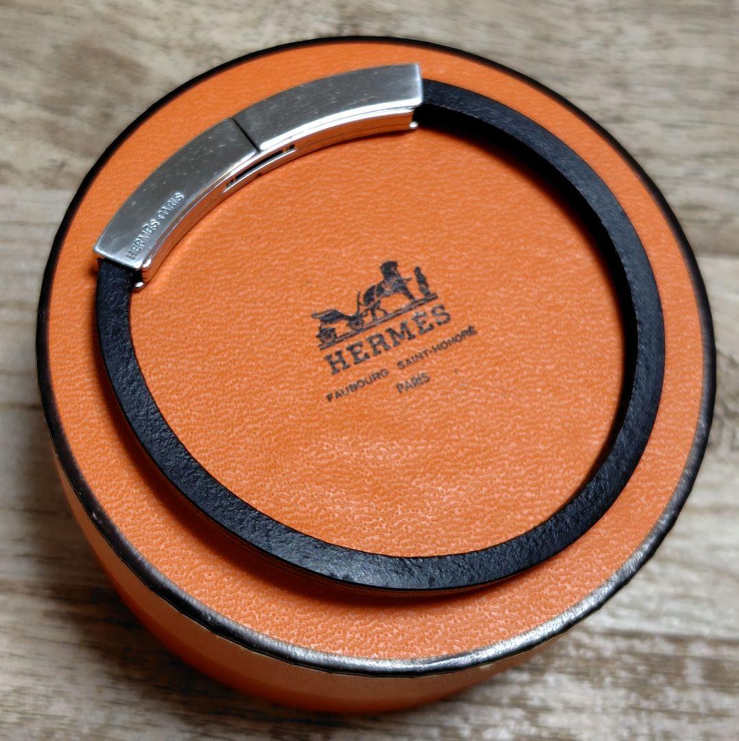 HERMES ブラック シルバー ブレスレット エルメス サポ サイズT5 ブラック/シルバー レディース メタル