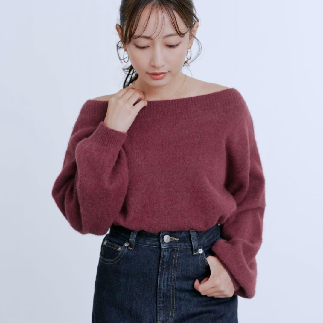 COHINA コヒナ　フォックスアンゴラ2wayネックニット 【低身長・小柄女性