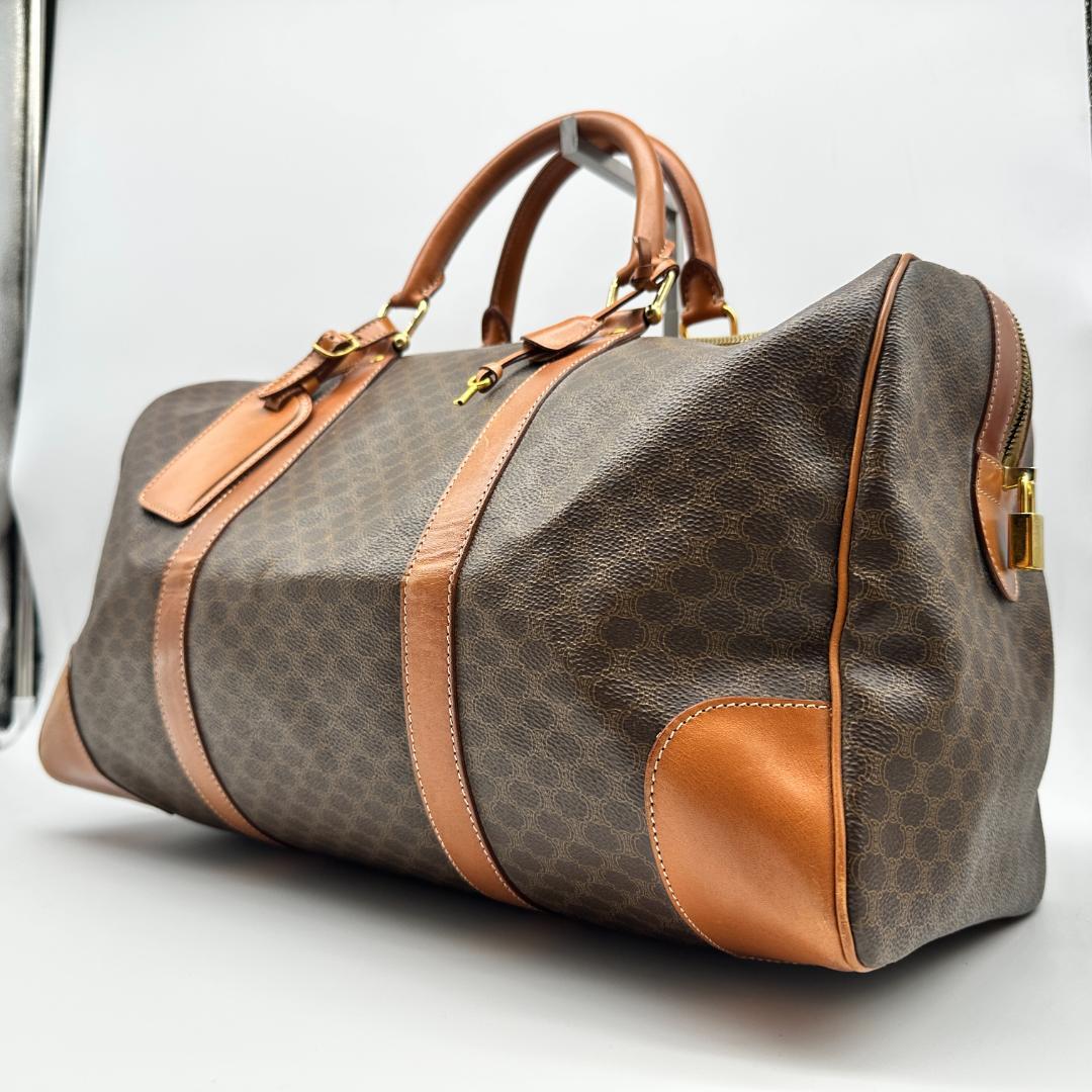 【美品】 CELINE ボストンバッグ マカダム柄 ゴールド金具 南京錠