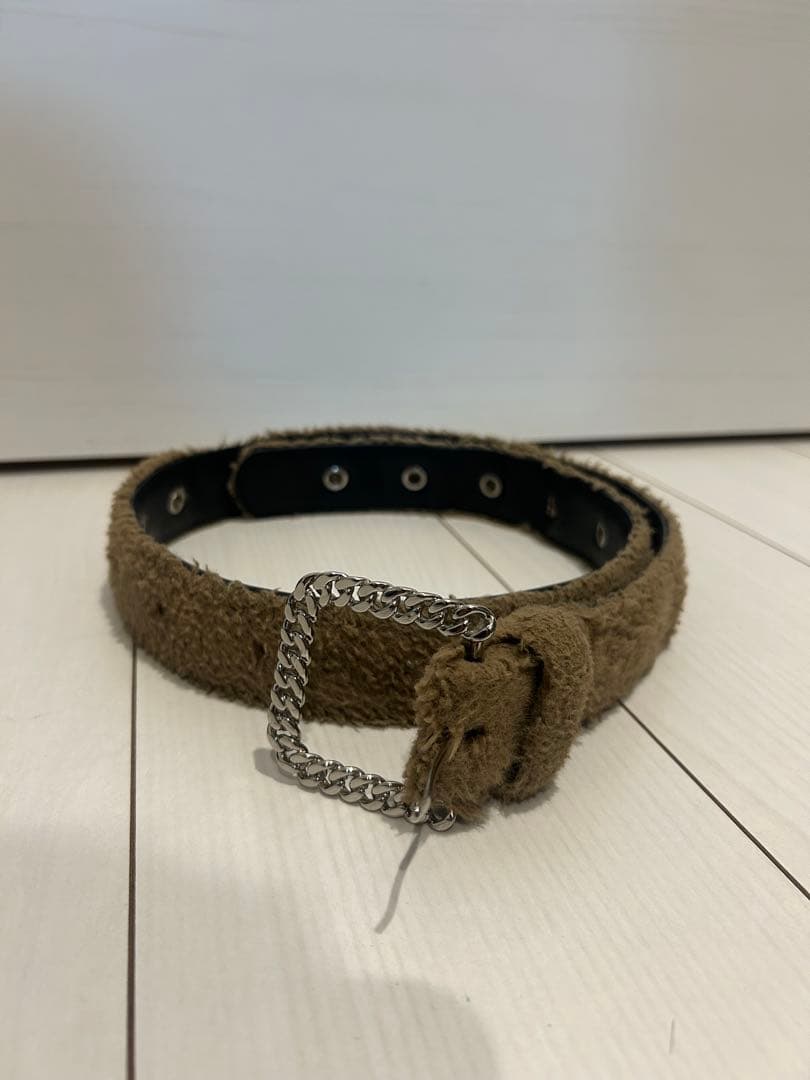 AFB ファーベルト Y2Kスタイル　茶色チェーンバックル　長さ105cm