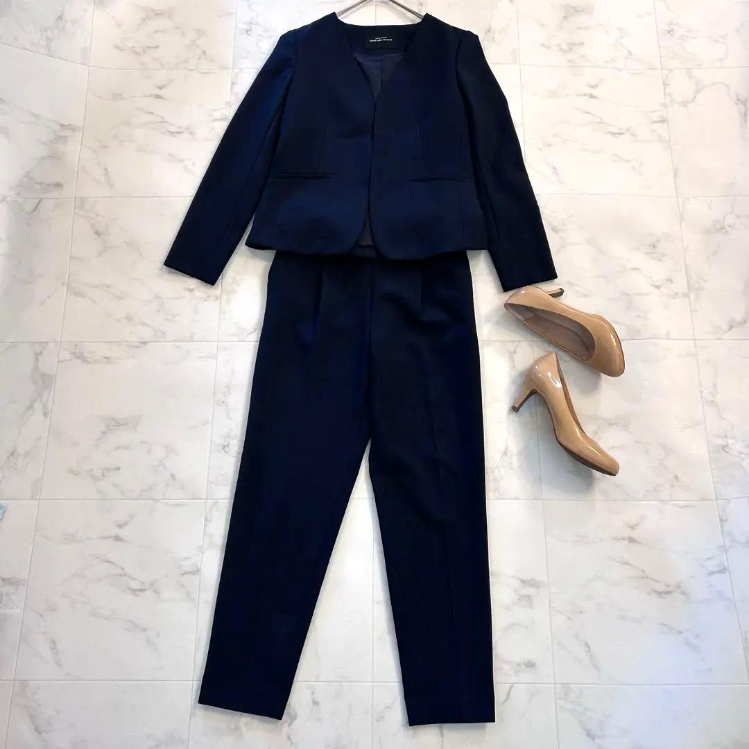 グリーンレーベルリラクシング　ダブルクロス ノーラペル ジャケットパンツ　洗える グリーンレーベルリラクシング ダブルクロス ノーラペル ジャケット