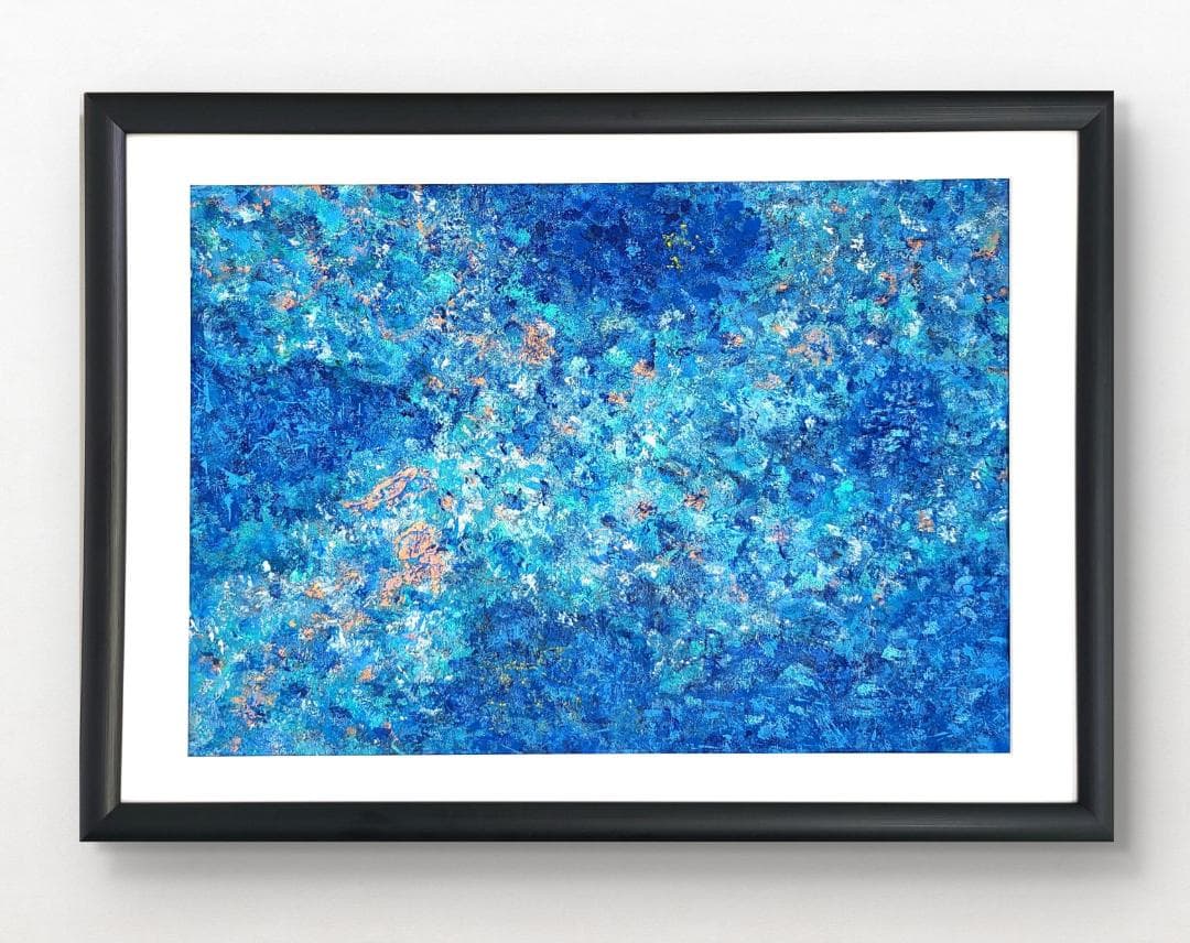 【専用】石垣の海に風がそよぐ / 抽象画 46×63㎝ A2 額縁セット