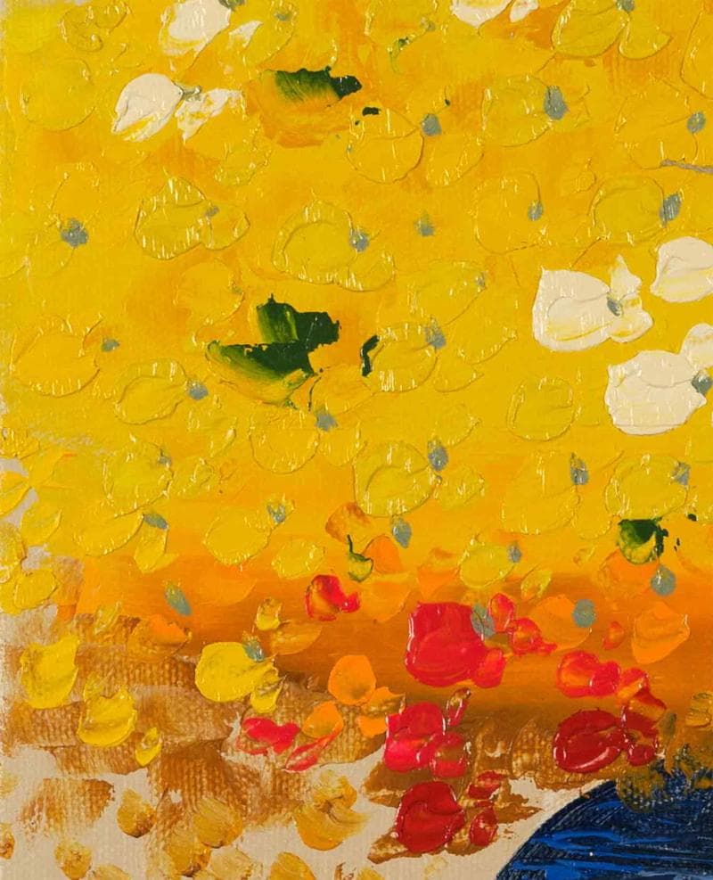 三岸節子 油彩 肉筆『黄色い花』表裏サイン 三岸黄太郎鑑定 F3 額無