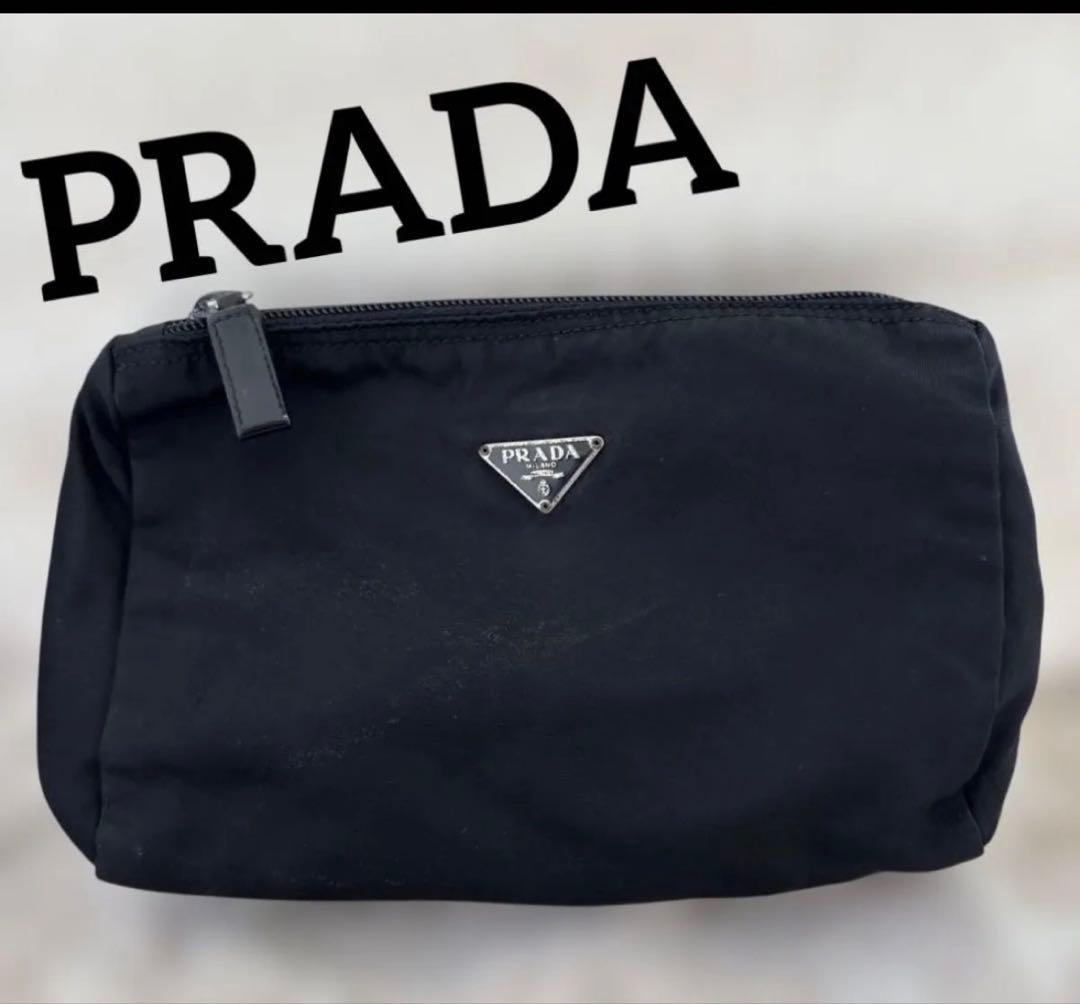 PRADA ブラックポーチ 新品 PRADA（プラダ） ポーチ VERA ヴェラ 1NS021 R067 レディース スモール