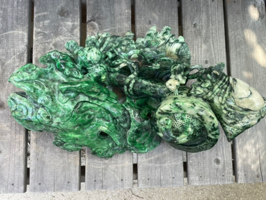 博物館展示品！レア☆最高級☆大型翡翠彫刻4.1kg