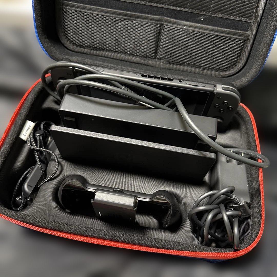 Nintendo Switch 本体 グレー 充電器付き マリオハードケース付き