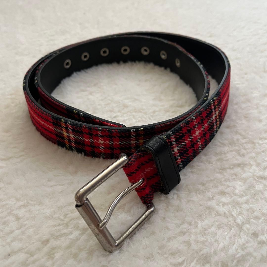 COMME des GARCONS HOMME タータンチェックベルト　レッド