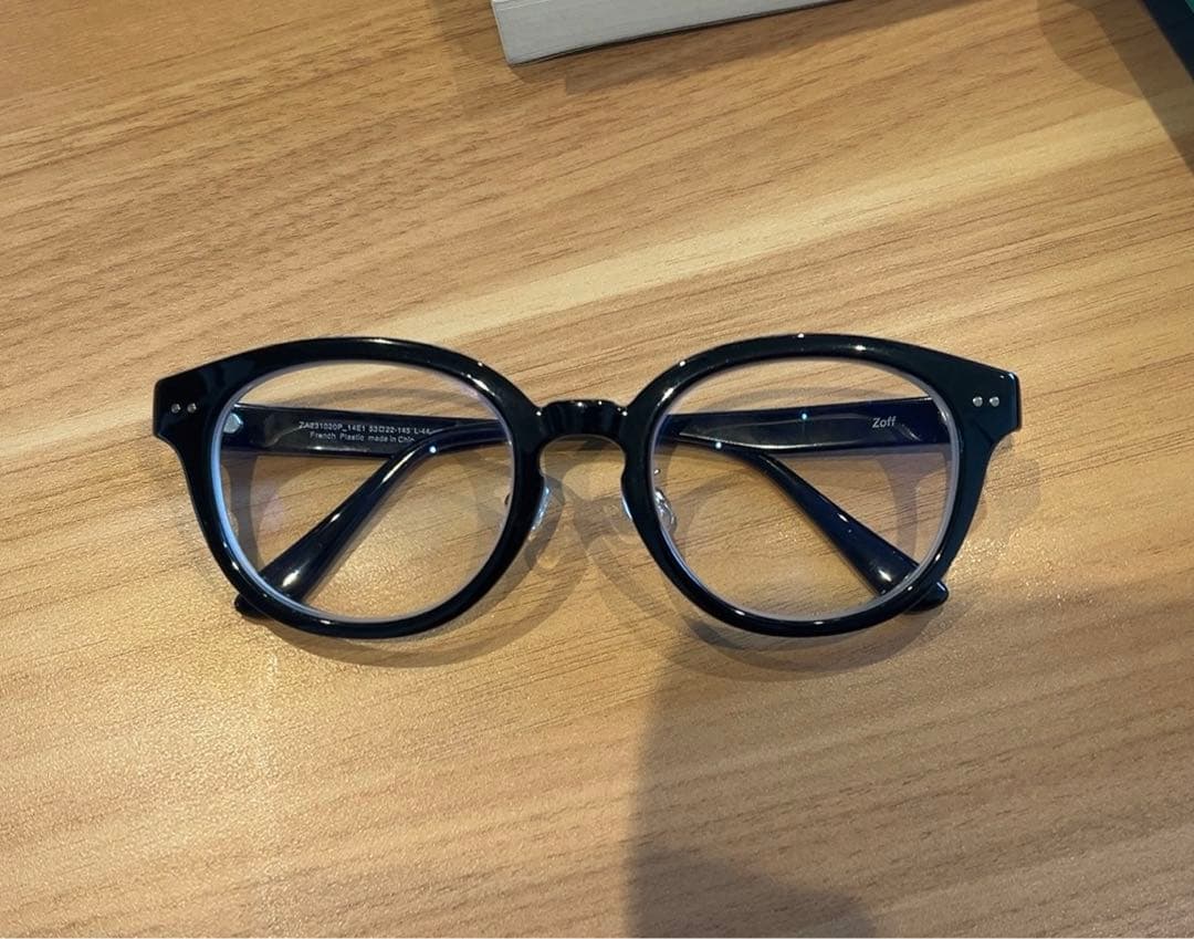 zoff 丸みのあるウェリントン 度付き 黒縁メガネ フレーム