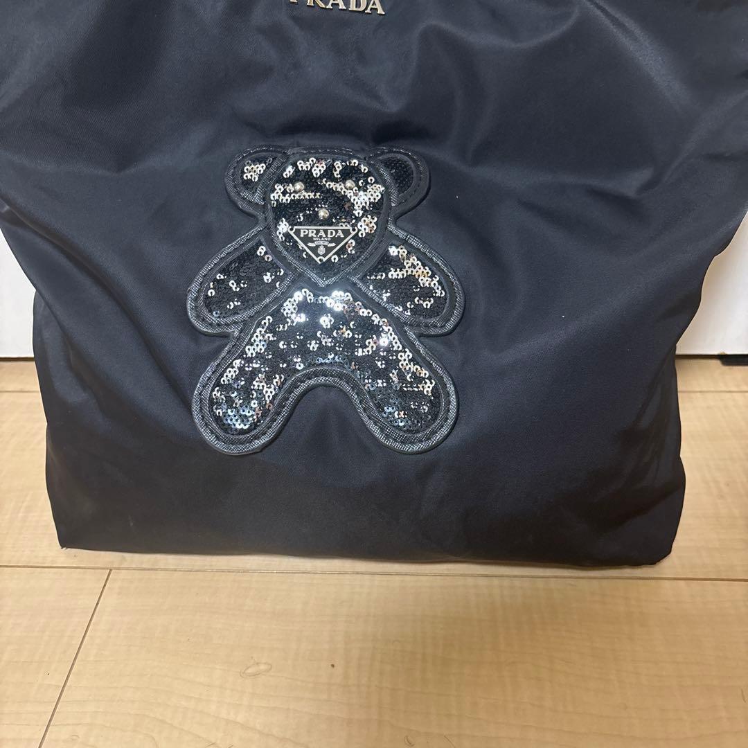PRADA ブラック トートバッグ クマ 黒 くま テディベア プラダ - メルカリ