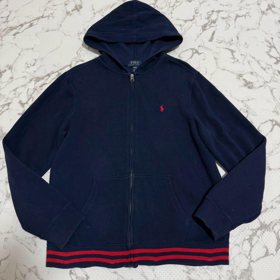 人気カラー】ラルフローレン ジップパーカー ポニー 刺繍 ネイビー M