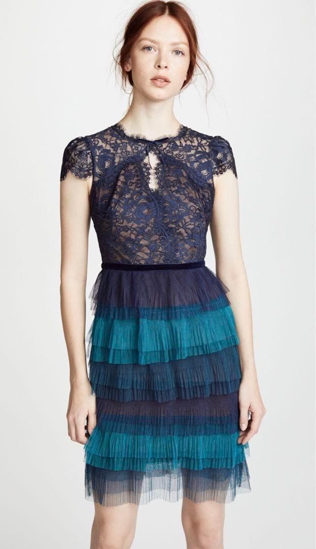 マルケッサノッテ　レース チュール付き キャップスリー ベルベットリボンドレス