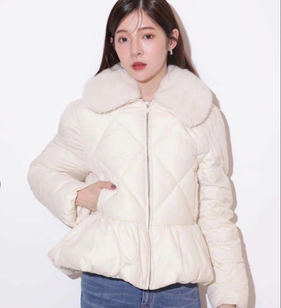 タグ付き　Rirandture ファーカラー中綿ジャケット白s