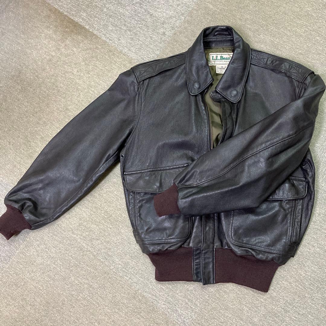 LL Bean A-2 フライトジャケット 36 Made in USA 80s USA製 L.L.Bean A-2タイプ フライト レザージャケット 36