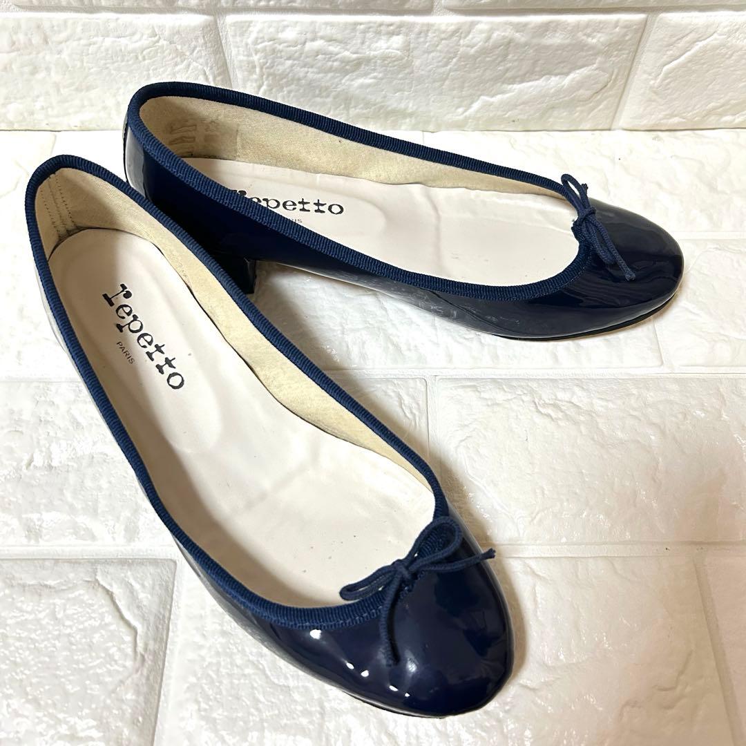 repetto ダークネイビー エナメル バレエシューズ 38 （24cm） - メルカリ
