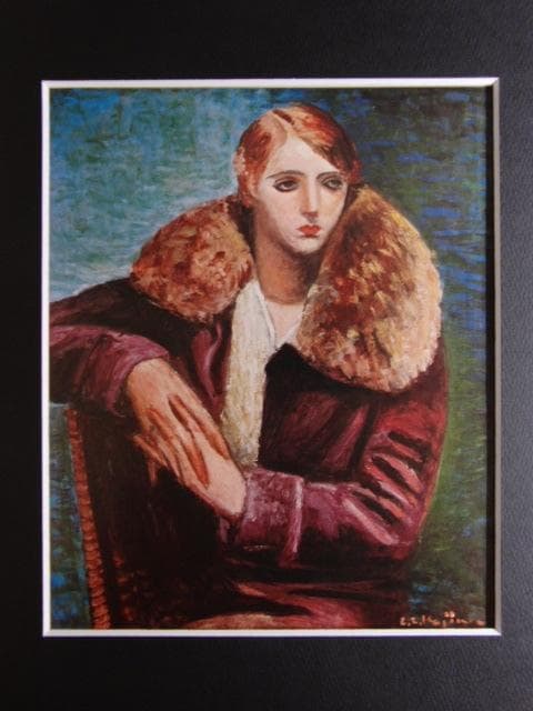 児島善三郎、【婦人像】、希少な画集画、新品高級額 額装付、状態良好