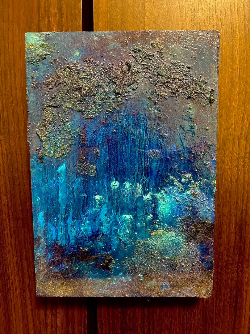 抽象画 青 油彩画 油絵 オリジナル