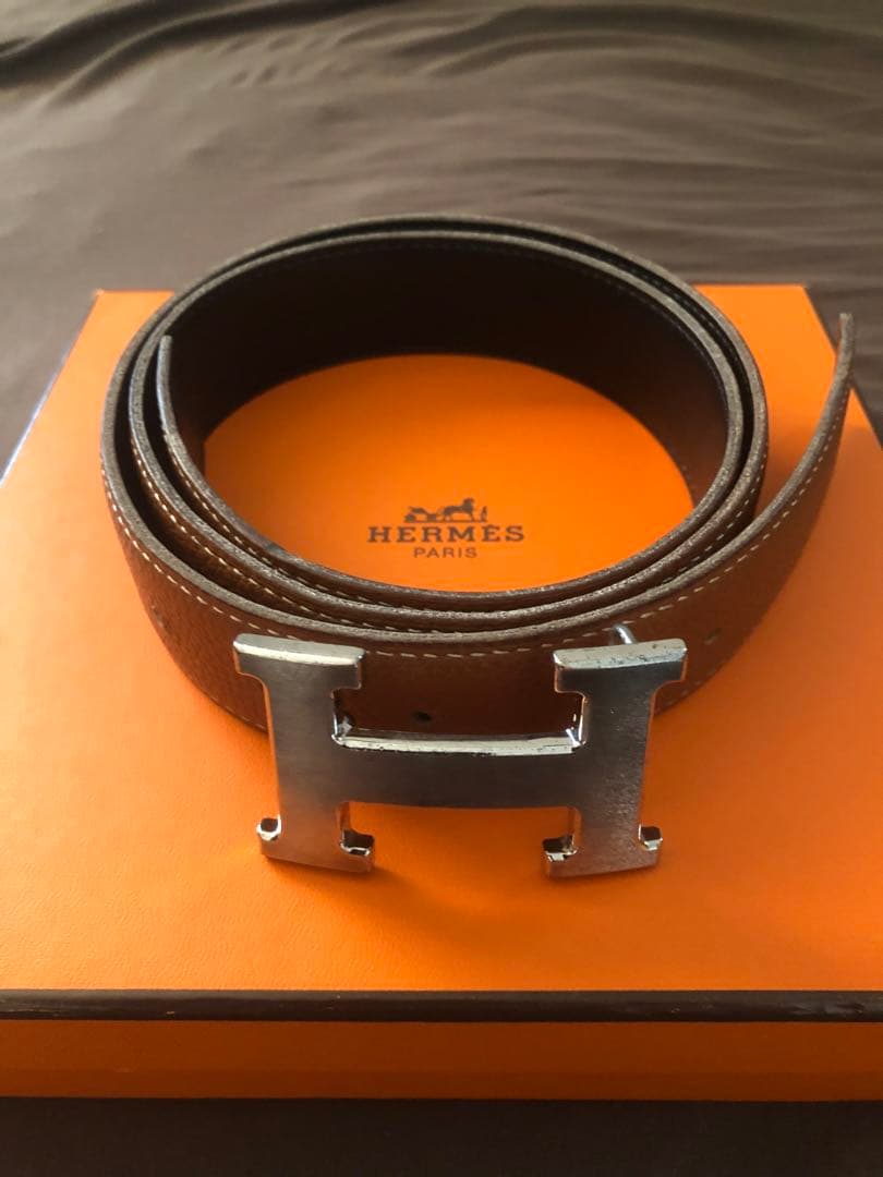 【美品】HERMES エルメスH型バックル ベルト 箱・保存袋付 極美品✨箱付 エルメス Hバックル コンスタンス レザーベルト 〇Z刻印