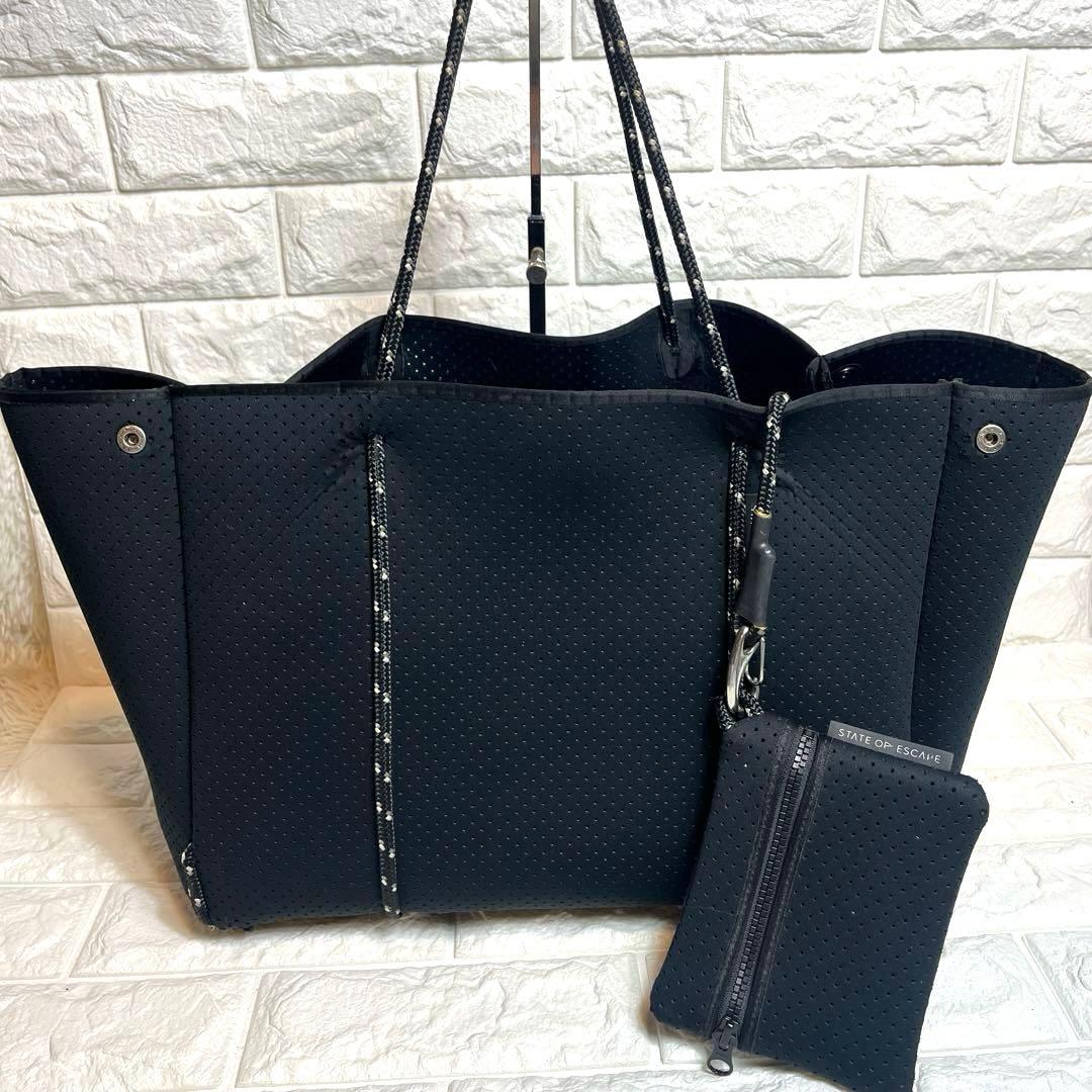 中トロ 大人気 ブラック メッシュ マザーズバッグ ポーチ付き