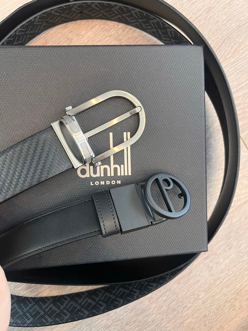 dunhill ブラックレザーベルト 2点　美品