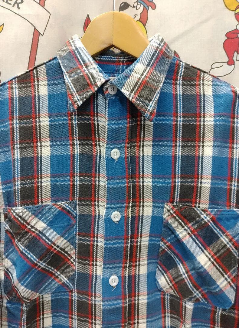 70s★VTG BIGMAC/JCペニーネルシャツ コットン100%USA /M J.C.PENNEY - 70s bigmac ビックマック ヘビーネルシャツ ネイビー