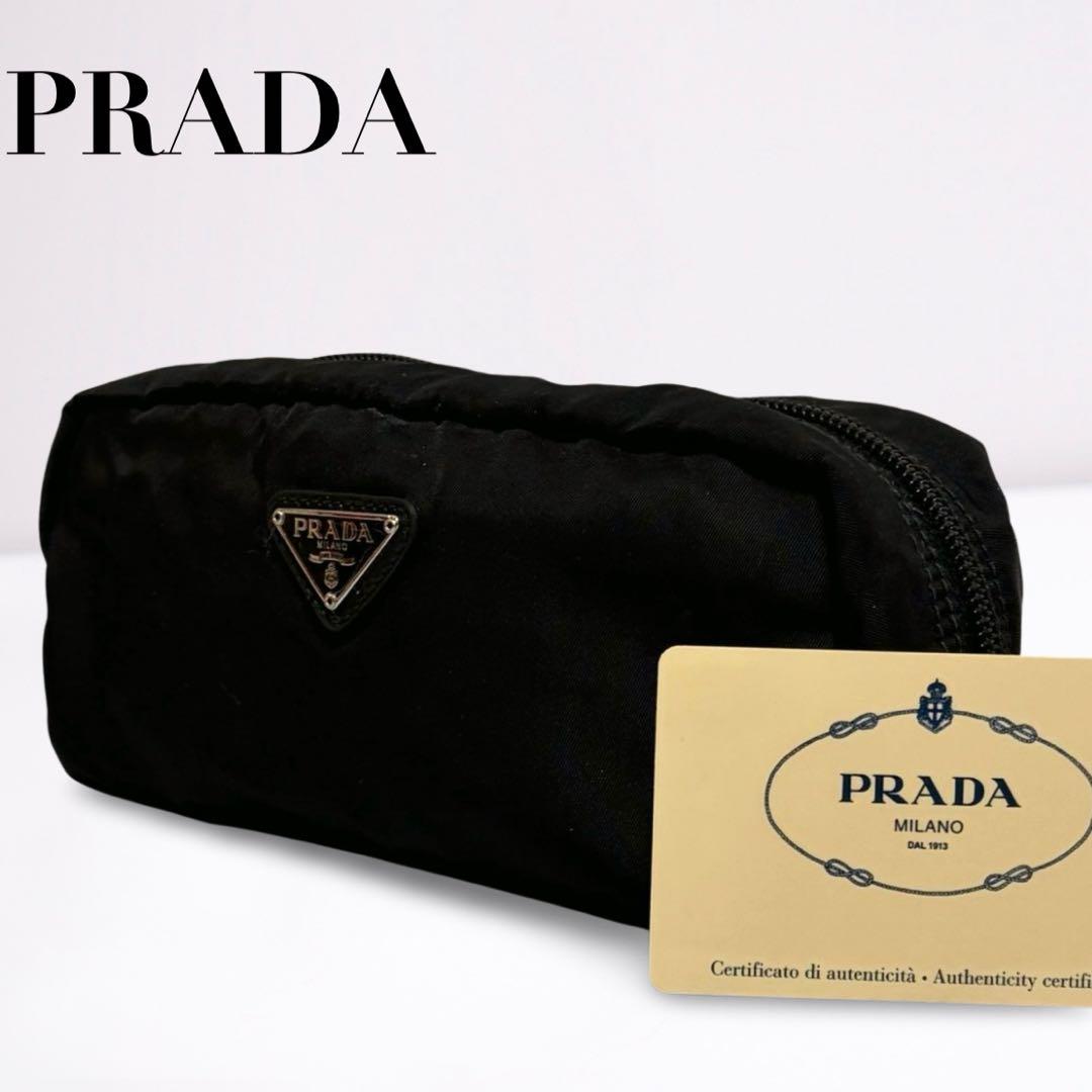 【正規品】プラダ PRADA ナイロン ポーチ 小物入れ 三角ロゴ 黒 男女兼用 PRADA プラダ 三角ロゴ ナイロン ポーチ 小物入れ 黒｜Yahoo!フリマ